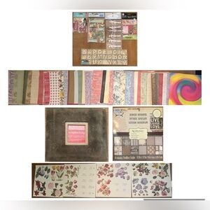 Brand new large bundle scrapbooking supplies book paper die cuts stickers